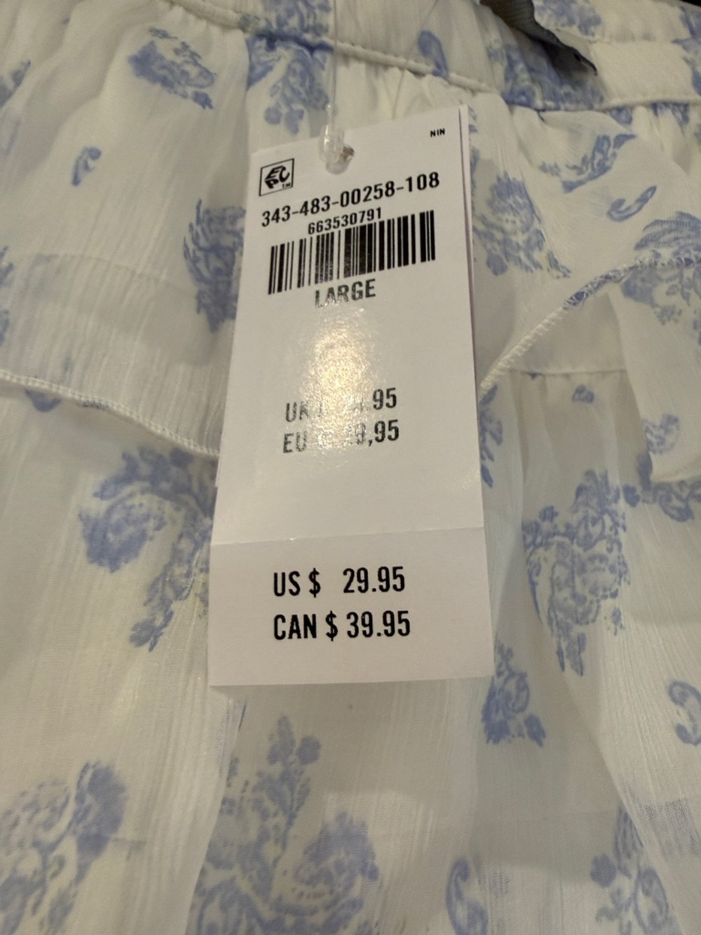 Hollister White Mini Skirt with Light Blue Floral Ruffles - Picture 2 of 2